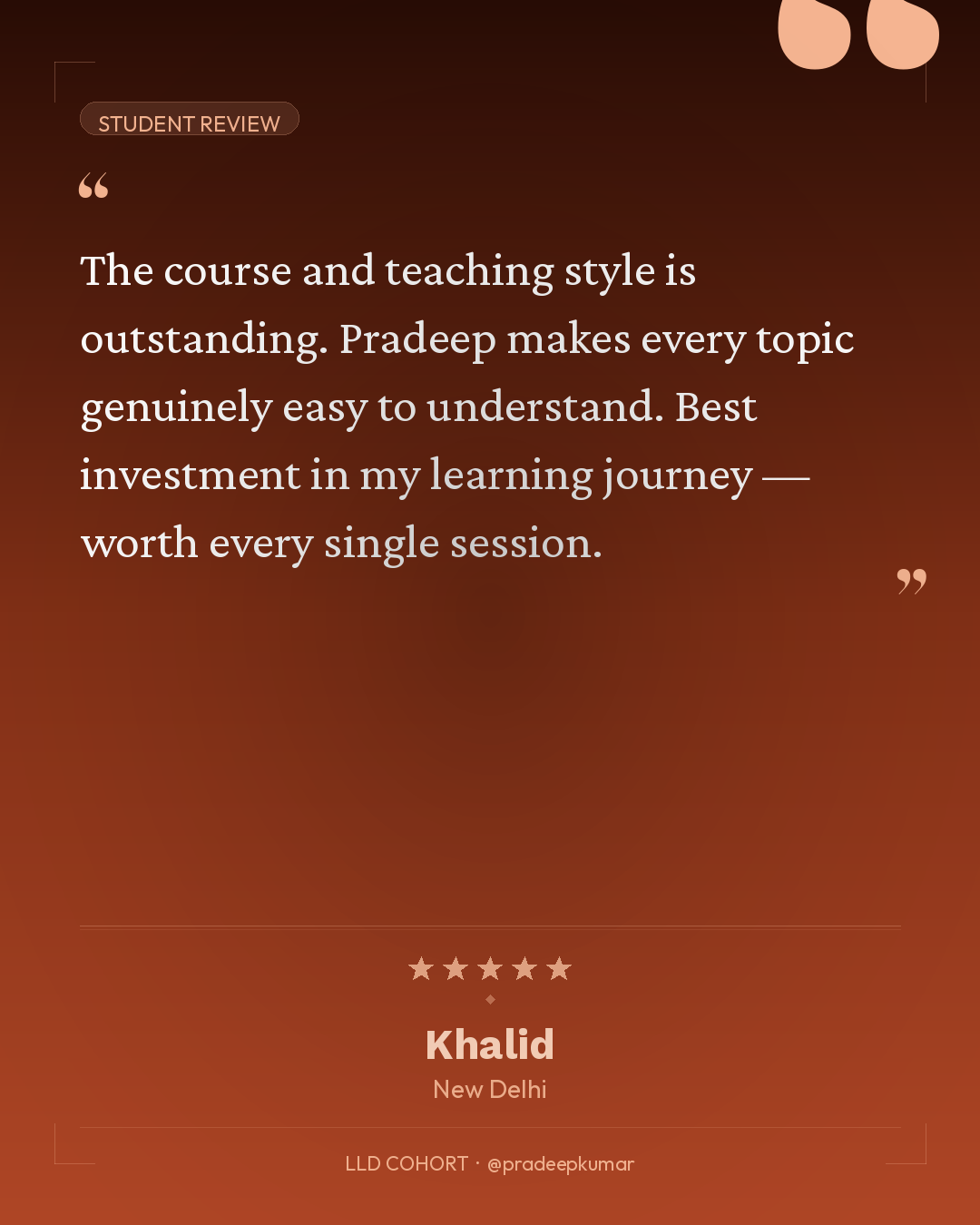 Khalid testimonial